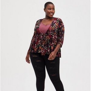 Torrid Knit Floral Baby Doll Jacket - Size 3X